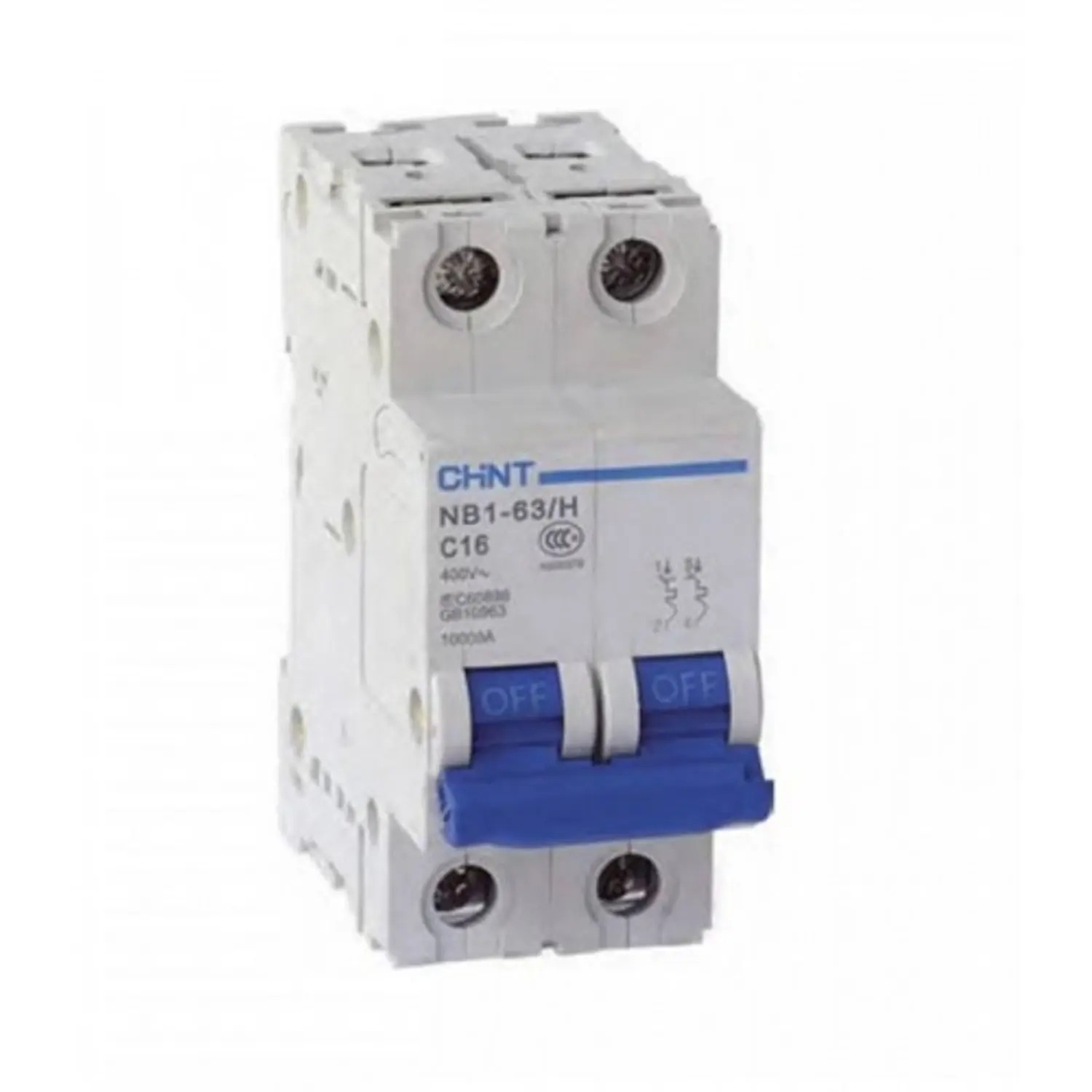 Interruptor industrial 2Px10A 10kA Curva D , IEC60947-2 - CHINT - 07037210CH