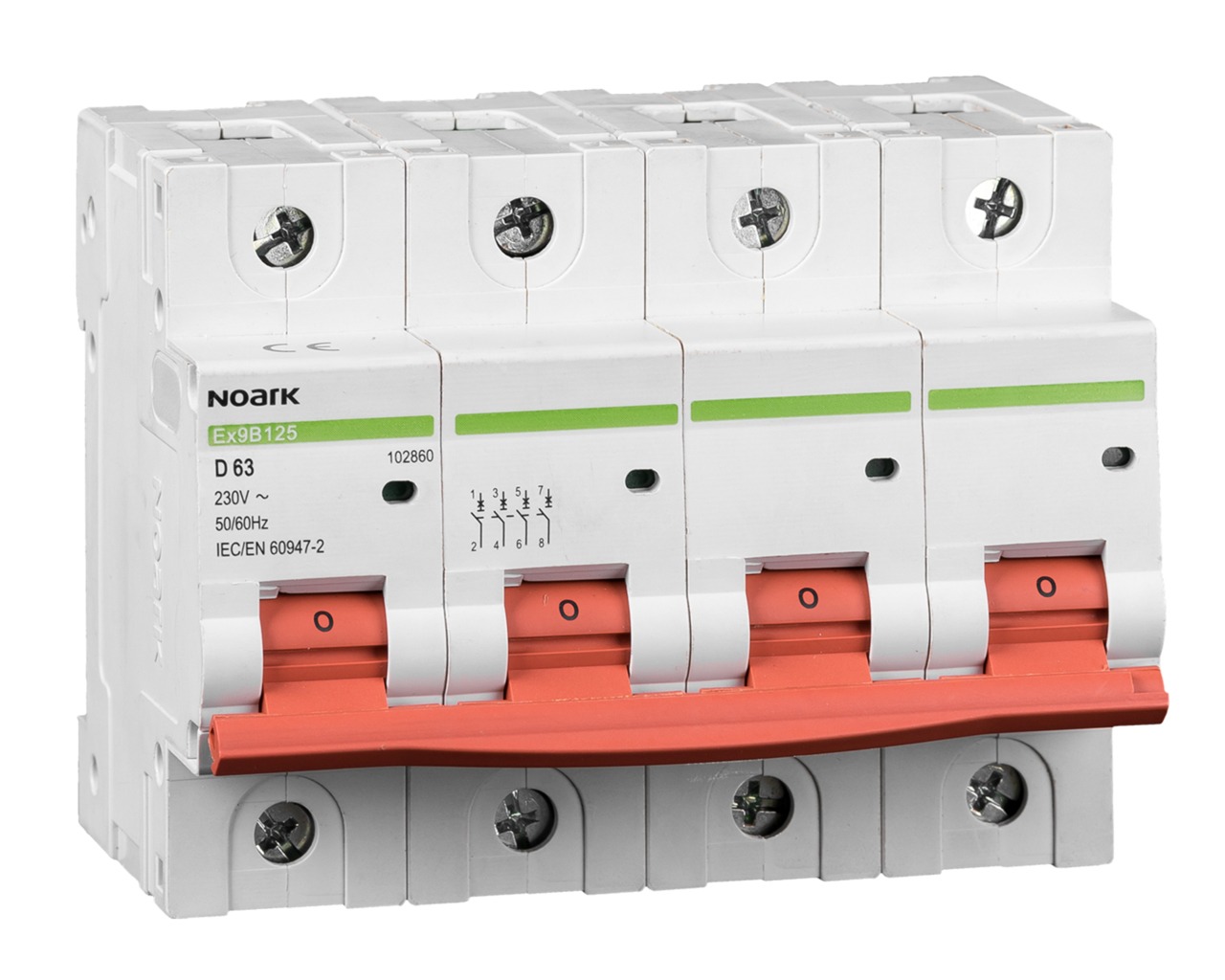 Interruptor automático 3P 32A 25kA Curva D , Norma 947-2 - CHINT - 07043332CH