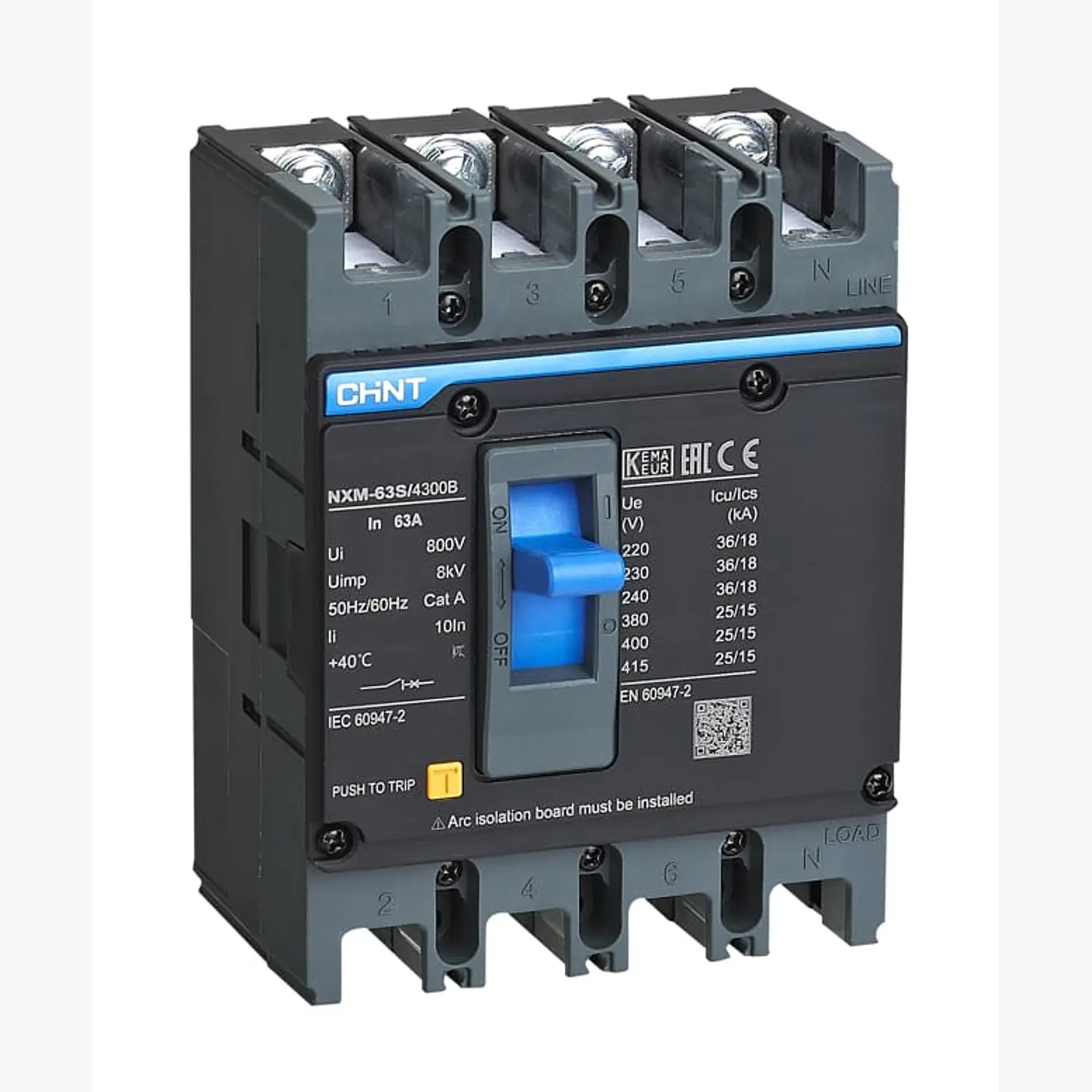 Interruptor MCCB fijo NXM-63E 4Px20A 15kA - CHINT - 07212410020CH