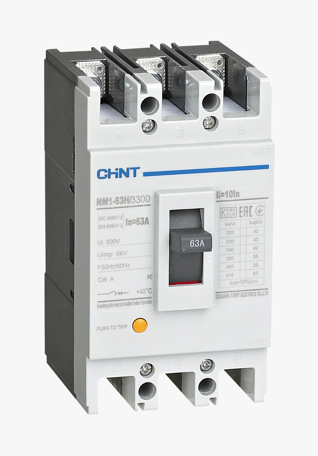 Interruptor fijo NM1-125S 3Px80A 25kA - CHINT - 072132208CH