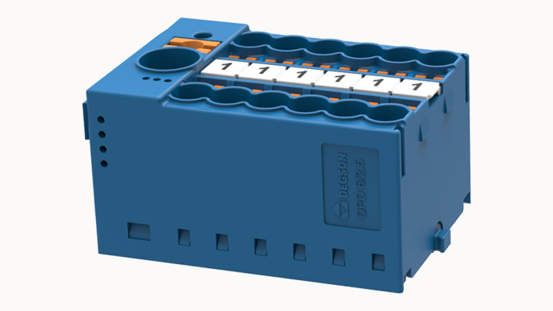 Repartidor Push in 12 Polos 2.5mm Azul Riel din - Degson