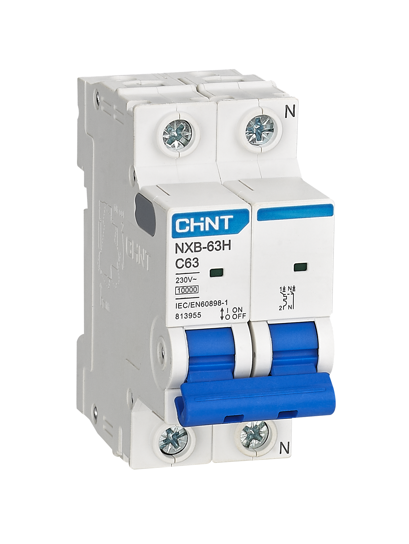Interruptor NXB-63H 2Px10A 10kA curva D CHINT - 07033210CH